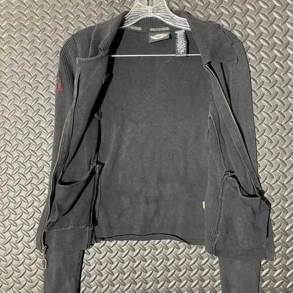 Vintage Harley Davidson‎ Biker Girl Gray Full Zip Fleece Sweater Women's Size M - Picture 3 of 9